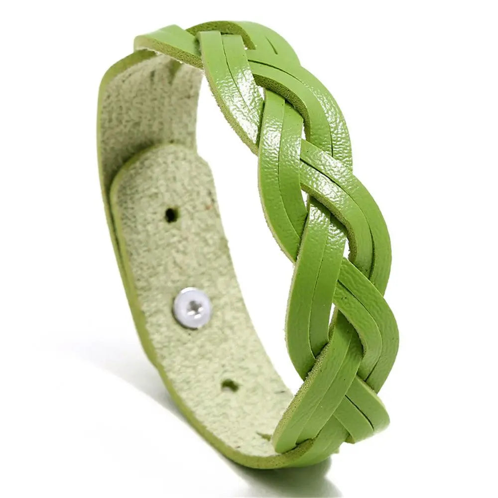 Mode solide geflochtene Twist Leder Armband einfache vielseitige Student Armreifen Punk Snap Armband Schmuck verstellbare Armband