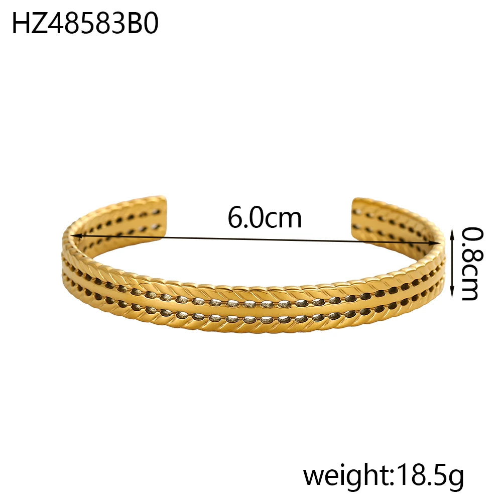 CARLIDANA Minimalistisches, trendiges Herren-Twist-Kettenarmband mit dicken Gliedern, 18 Karat vergoldeter Edelstahl, klobiges Seil-Kettenarmband für Damen