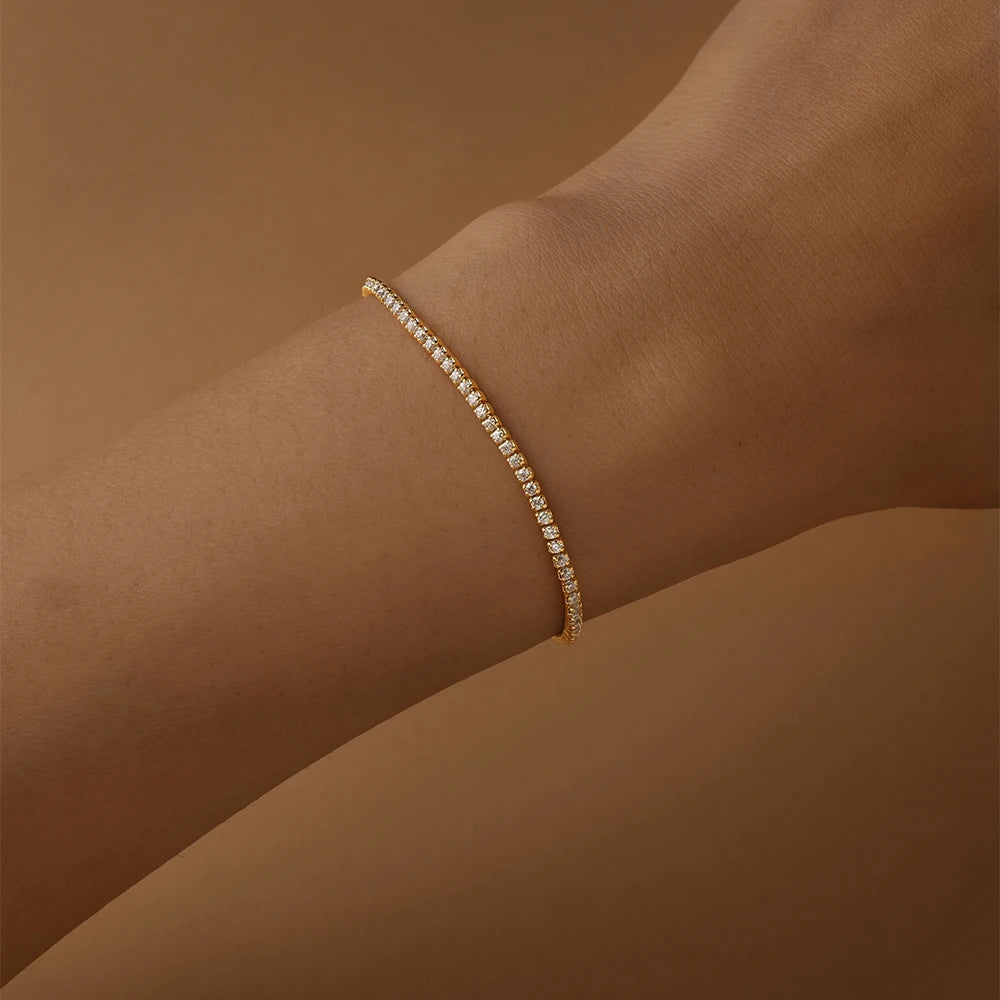 CANNER S925 Sterling Silber Achtzackigen Stern Zirkon Einfache Vielseitige Armband Für Frauen Ins Stern Mond Minimalismus Edlen Schmuck