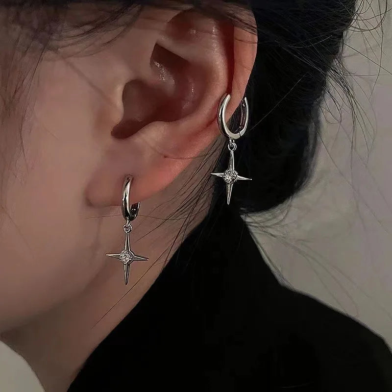 Glänzende Zirkon Stern Quaste Ohrringe Frauen Koreanische Nette Elegante Pentagramm Tropfen Ohrring Y2K Schmuck Hochzeit