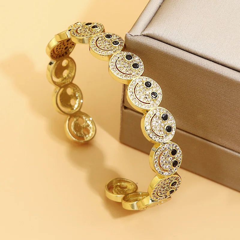 Neue Stilvolle Runde Manschette Armreif Kupfer Vergoldet Zirkonia Charme Party Frauen Männer Geschenke Schmuck Zugang