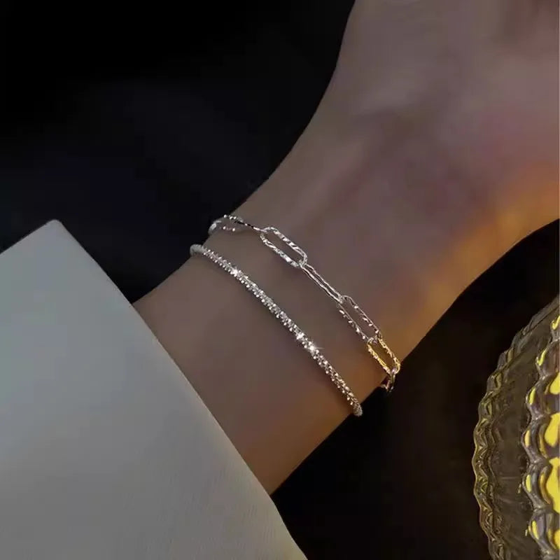 2 stücke Mode Armbänder für Frauen kleine kubische Zirkon Kristall verstellbare Kette Armband zarten Schmuck Accessoires Party Geschenk