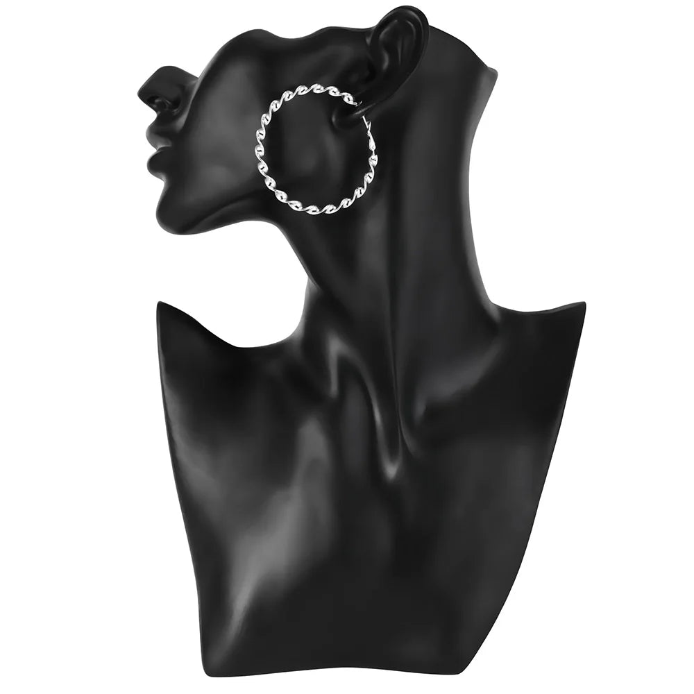 Reine 100 % 925 Sterling Silber 5 cm Creolen für Frau Schöne große Kreis Ohrringe Mode Party Schmuck Weihnachtsgeschenke