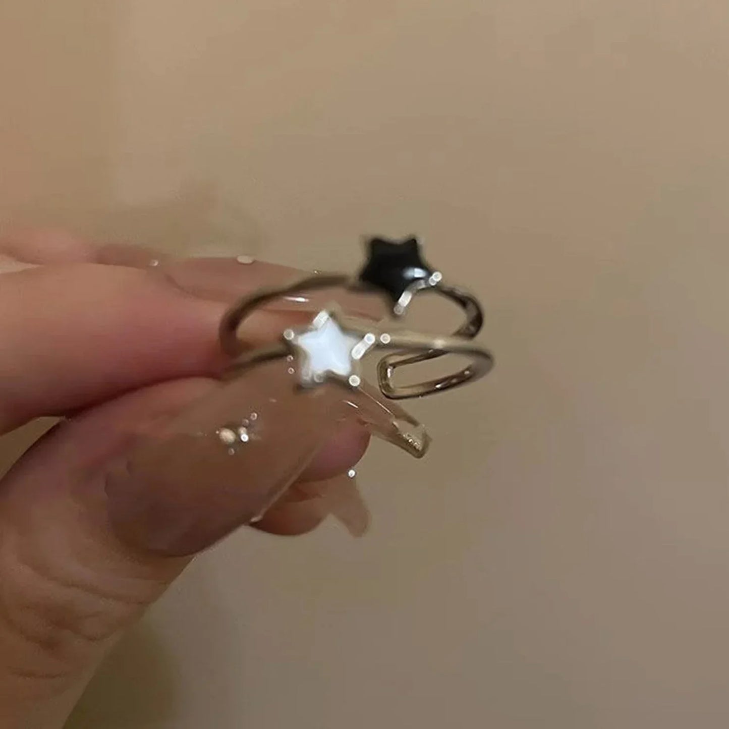 Mode offenen Ring Stern Zirkon Kristall ringe für Frauen Mädchen Doppels chicht ästhetischen Schmuck kpop neuen Trend y2k Accessoires