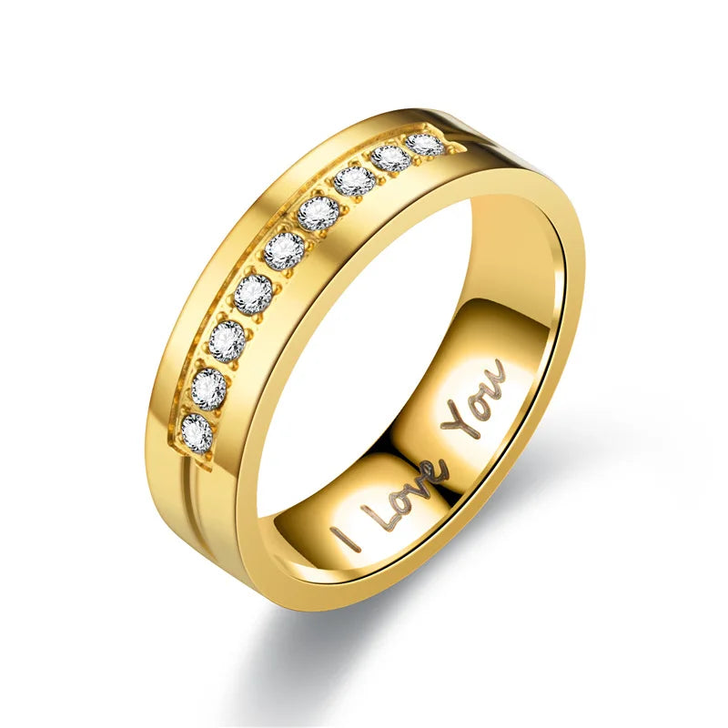 Mode Edelstahl Paar Verlobungsringe für Frauen Männer Kristall ICH LIEBE DICH Ring 2022, Hochzeit Schmuck Zubehör Geschenke