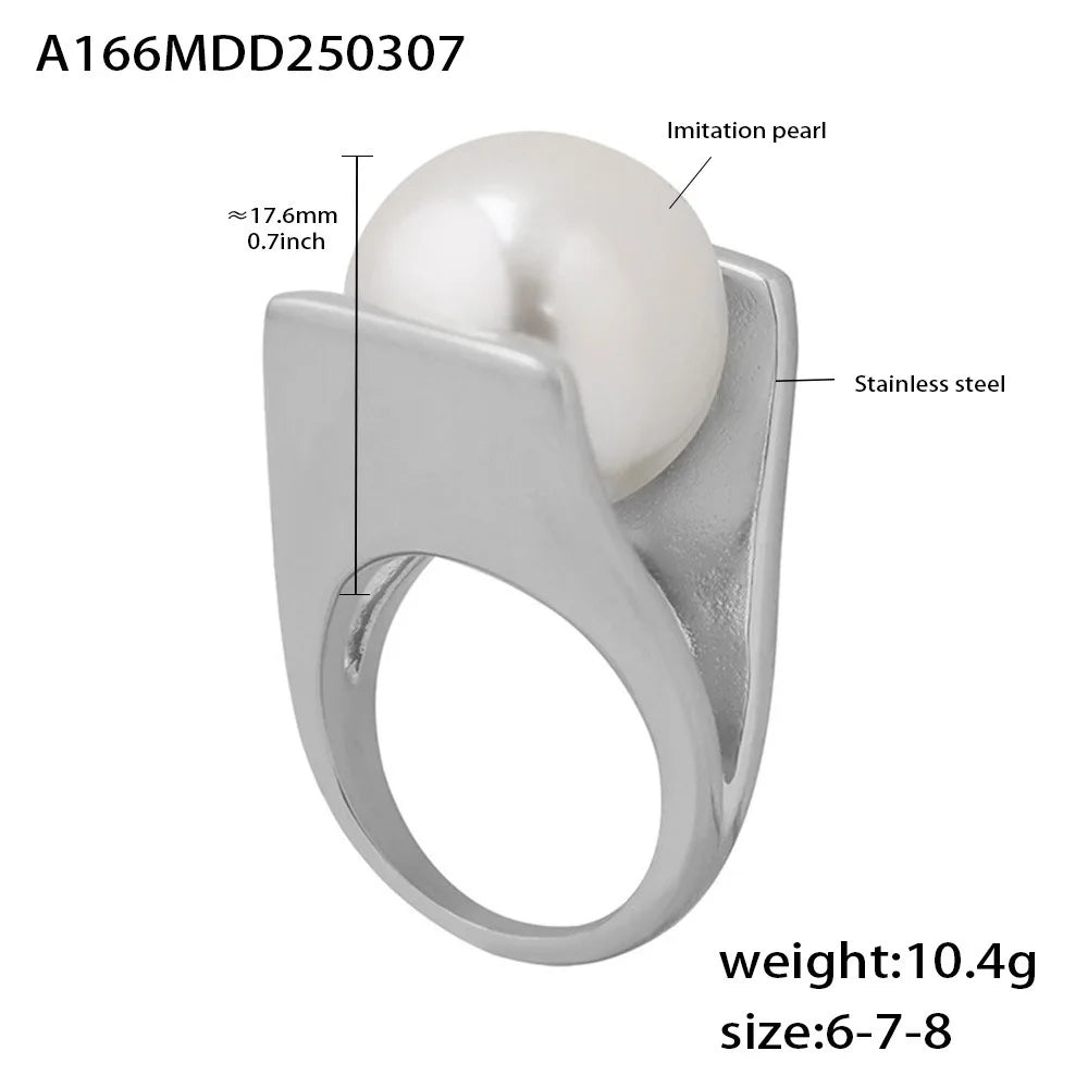 Liora Premium Simulierte Perle Edelstahl Halskette Ringe Baumeln Ohrringe Für Frauen Hypoallergen Frauen Schmuck Sets Geschenke