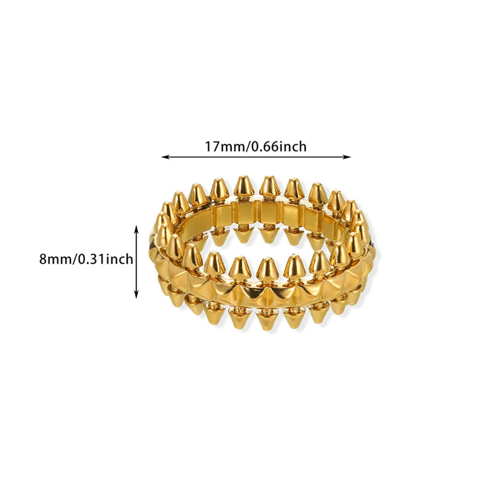 LATS Vintage Edelstahl Kugel Ringe für Frauen Gold Farbe Geometrische Ringe Punk Schmuck Hip Hop Party Schmuck Geschenke Anillos