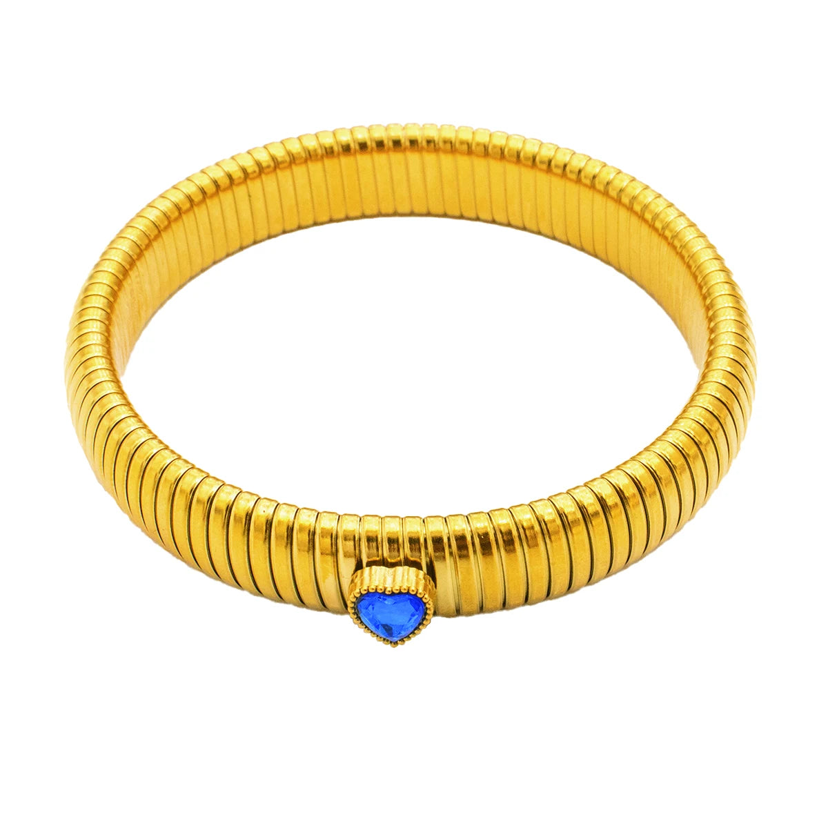 Wasserdichtes Edelstahl-Retro-Elastizitäts-Armband aus dickem Metall, poliert, 18 Karat vergoldet, Trend, Mode, Unisex, Schmuck für Männer und Frauen
