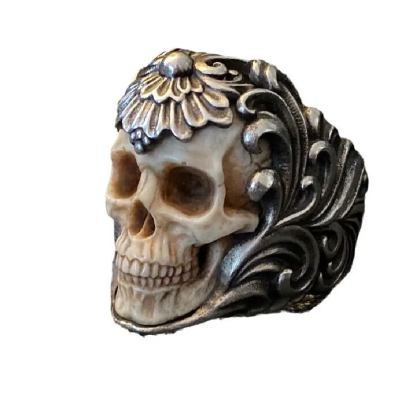 Horror-Totenkopf-Ring, Gothic-Schmuck, Hexenzubehör, heidnisch, 3D-Totenkopf, Alternative, Wikinger, verstellbar, Retro, Ring für Herren