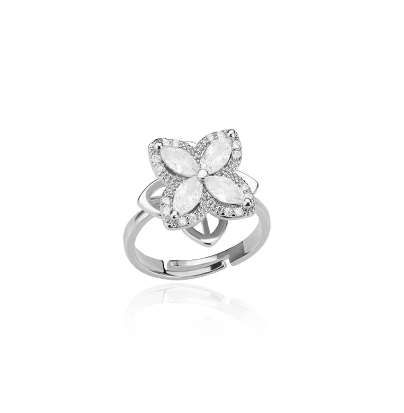 Spinner Zirkon Herz Vierblättriges Kleeblatt Ringe Für Frauen Edelstahl Anti Stress Angst Zappeln Ring Schmuck Weihnachten Geschenk