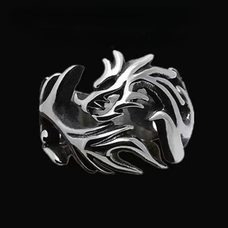 2024 mode Leuchtende Drachen Ringe Gothic Einstellbar Männer Edelstahl Ringe Einzigartige Jungen Schmuck Vintage Anillos