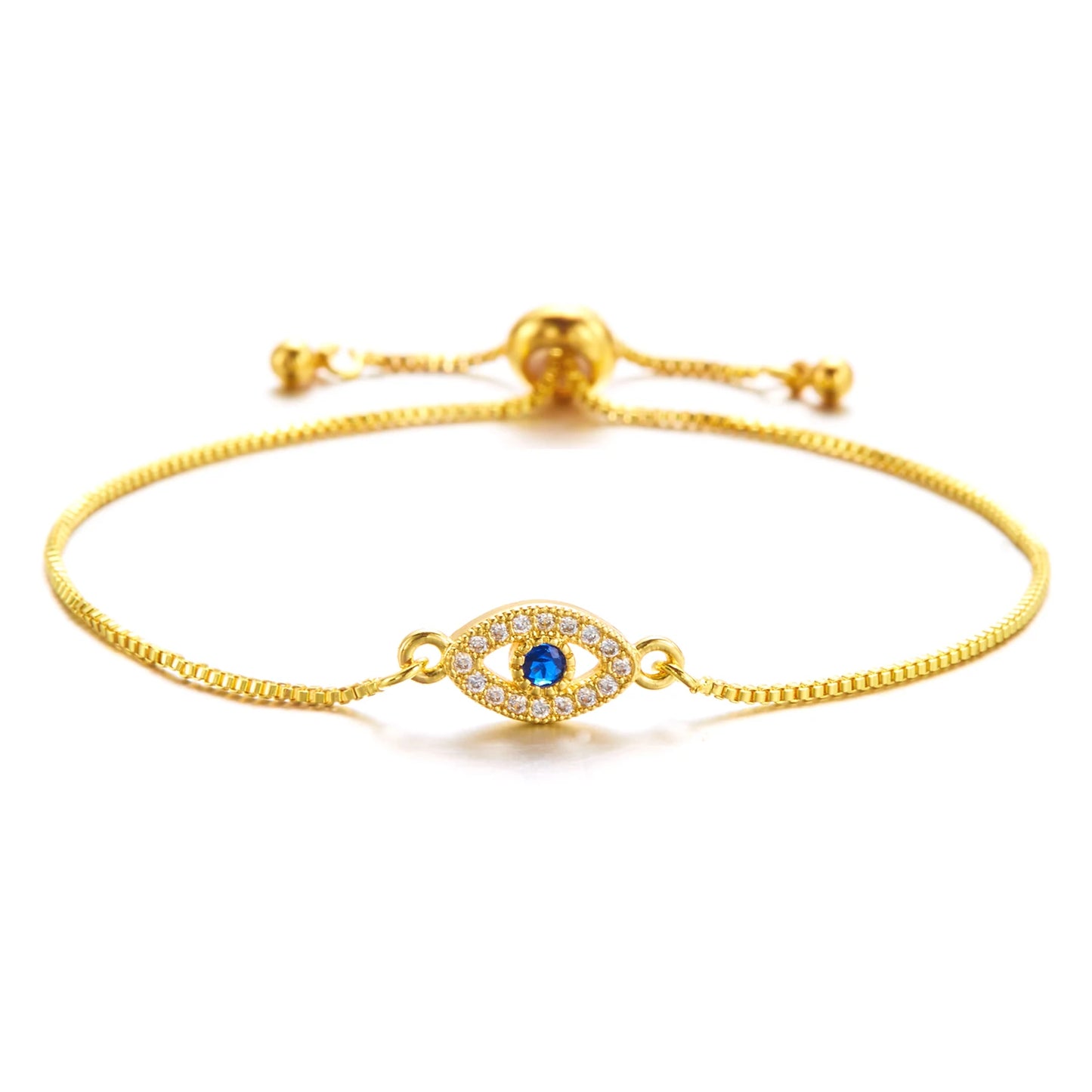 Luxus Gold Farbe Zirkon Evil Blue Eye Armband Armreif Mode Glück Schmuck Frauen Geschenk Einstellbar Handmade