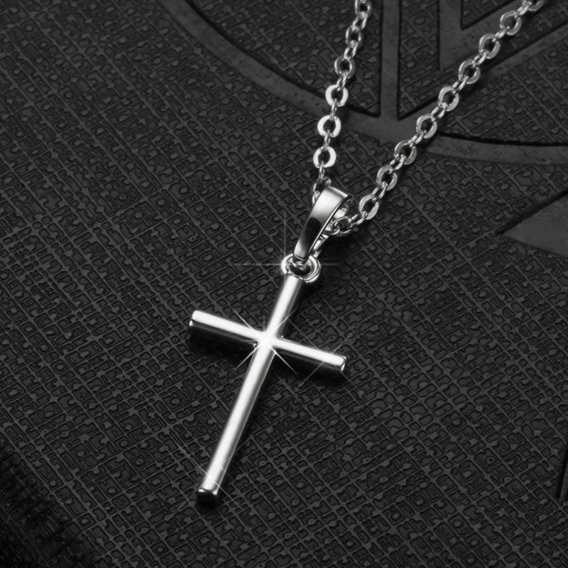 Mode Christian Jesus Kreuz Halsketten Silber Farbe Lange Kette Einfache Anhänger Für Frauen Männer Schmuck Geschenke Dropshipping