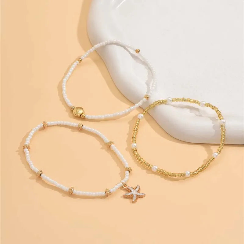 Vintage Fußkettchen für Frauen Boho Muschel Seestern Charm Fußkettchen Beinarmbänder Bodychain Sommer Strand Schmuck Accessoires Geschenke