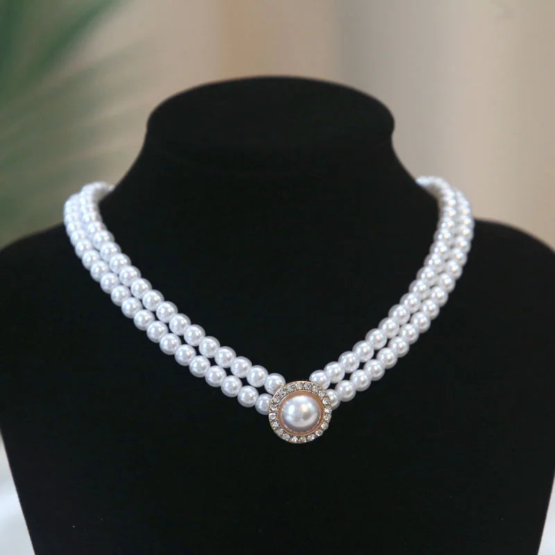 Neue Barock Perle Choker Halskette für Frauen Luxus Hochzeits feier drei schicht ige Perlen Halskette Torques Damen trend igen Schmuck Geschenk