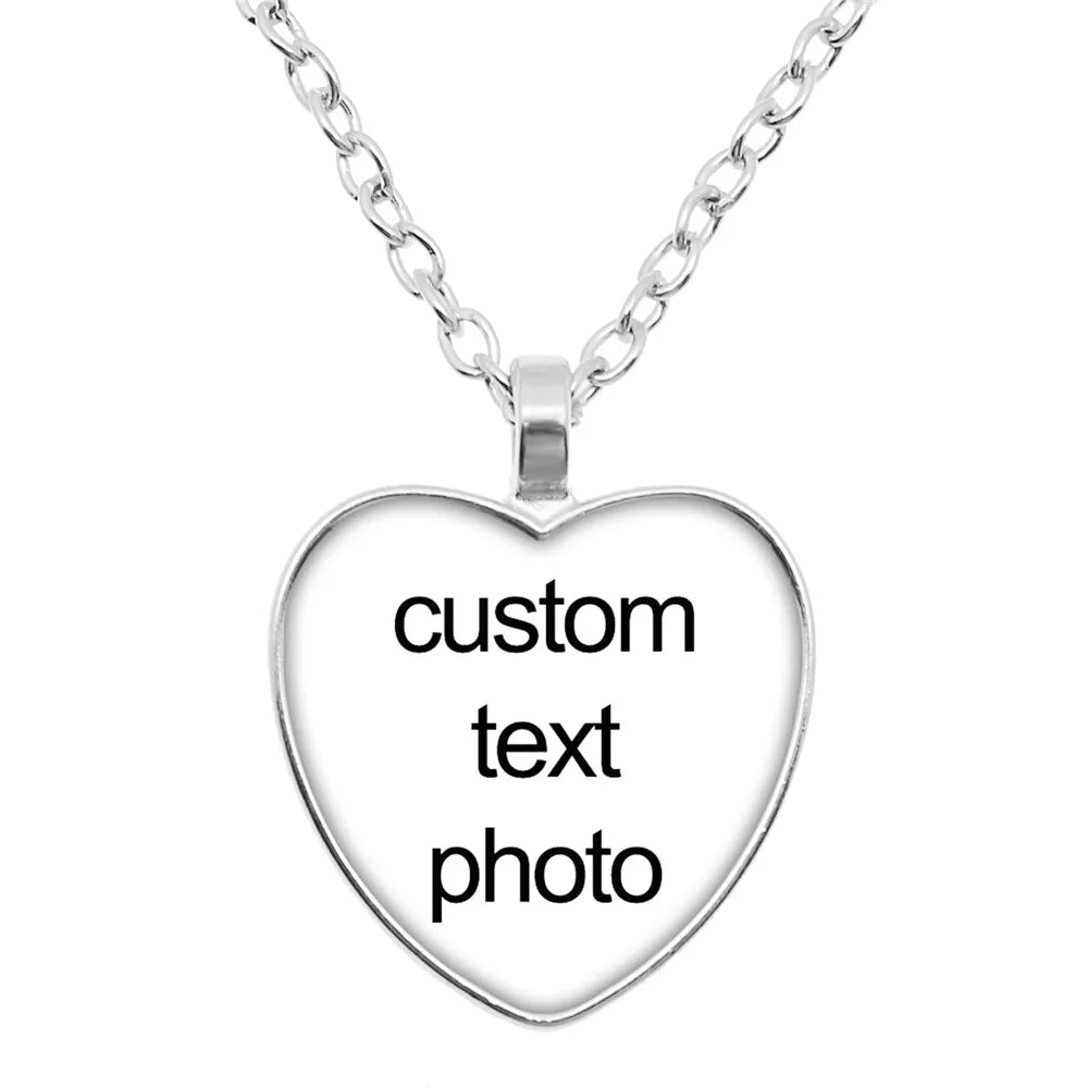 Personalisierte benutzerdefinierte Herzform Anhänger Halskette Glas Cabochon Schmuck Mama Papa Baby Opa Eltern individuelle Geschenke neu