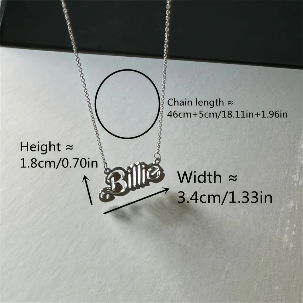 Mode Einfache Silber Überzogene Billie Brief Anhänger Halskette für Frauen Schlüsselbein Kette Halskette Edlen Schmuck