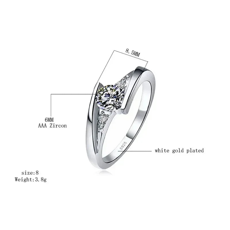 Nette Weibliche Kleine Runde Zirkon Stein Ring Vintage Silber Farbe Hochzeit Schmuck Versprechen Kristall Verlobungsringe Für Frauen