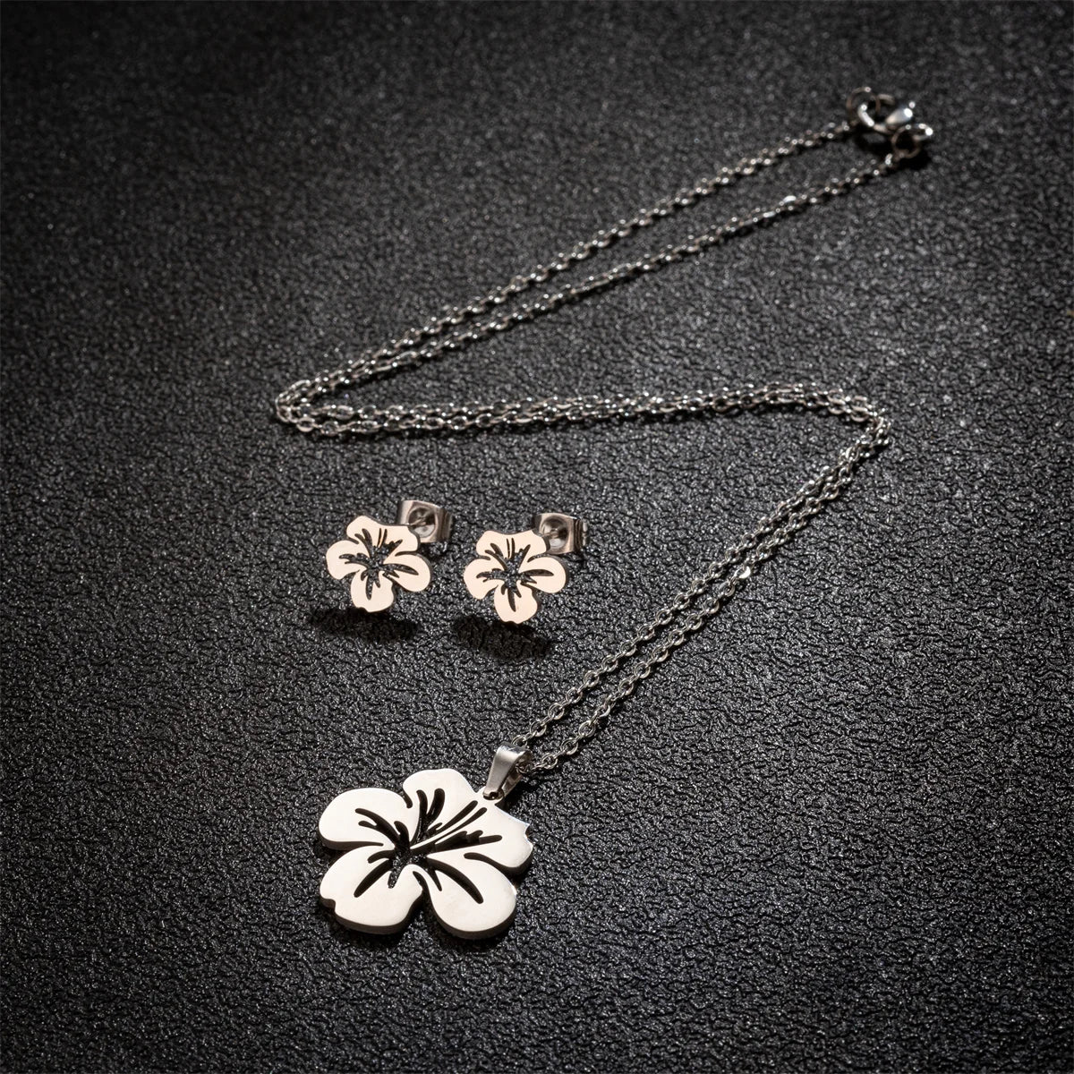 Set Schmuck Edelstahl Frau Boho Vintage Monstera Blätter Blume Pflanze Diy Anhänger Charms Ohrringe Und Halskette Set