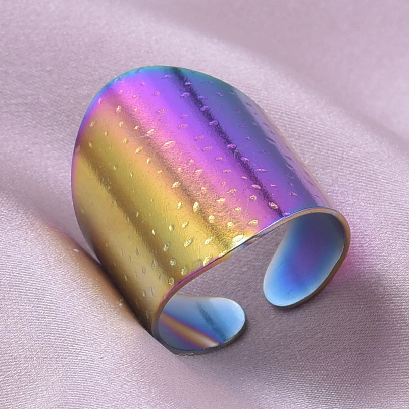 1/2/3 stücke mischen Farbe klobigen breiten Ring offene Edelstahl ringe für Frauen Männer Accessoires unregelmäßige Oberfläche kpop Modeschmuck