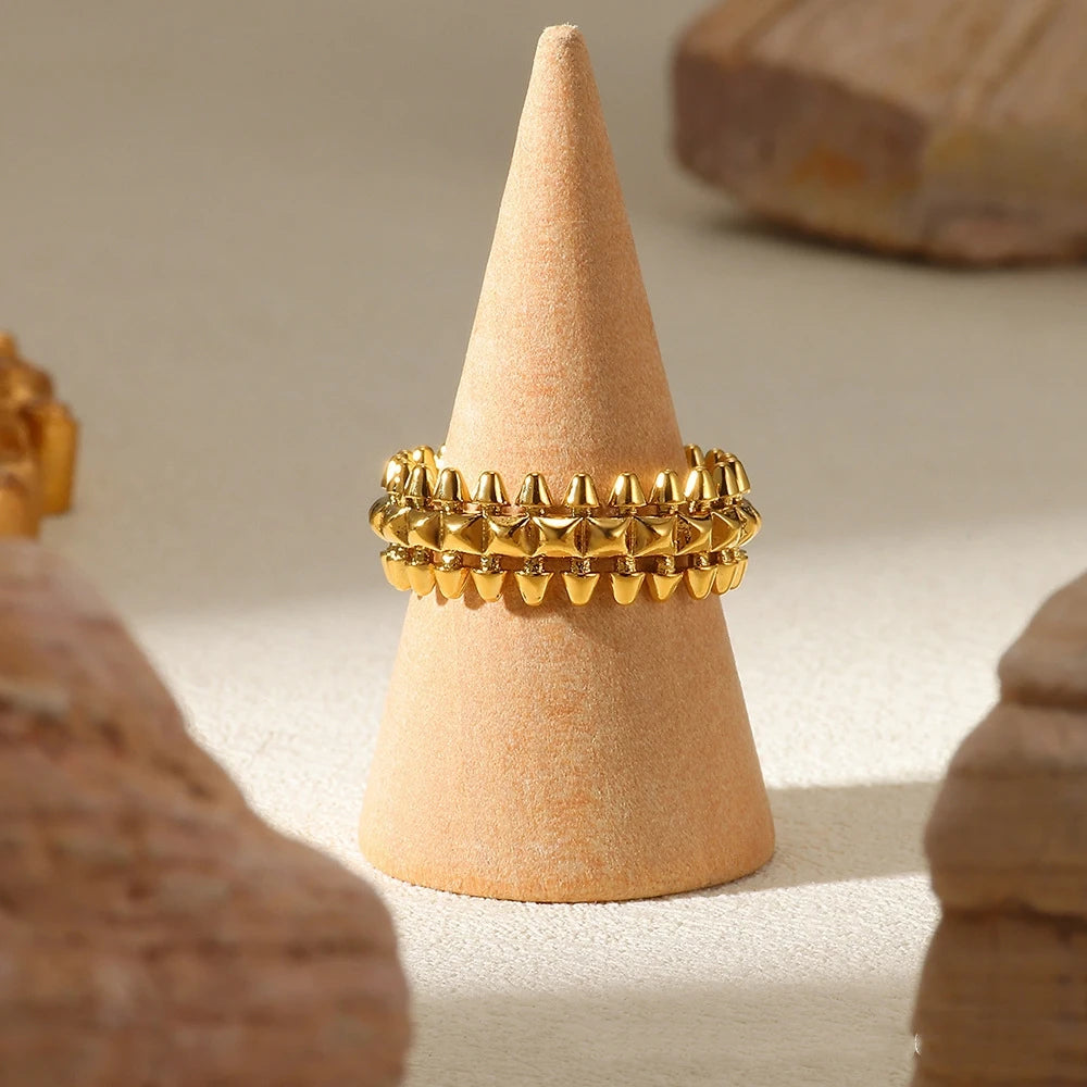 LATS Vintage Edelstahl Kugel Ringe für Frauen Gold Farbe Geometrische Ringe Punk Schmuck Hip Hop Party Schmuck Geschenke Anillos