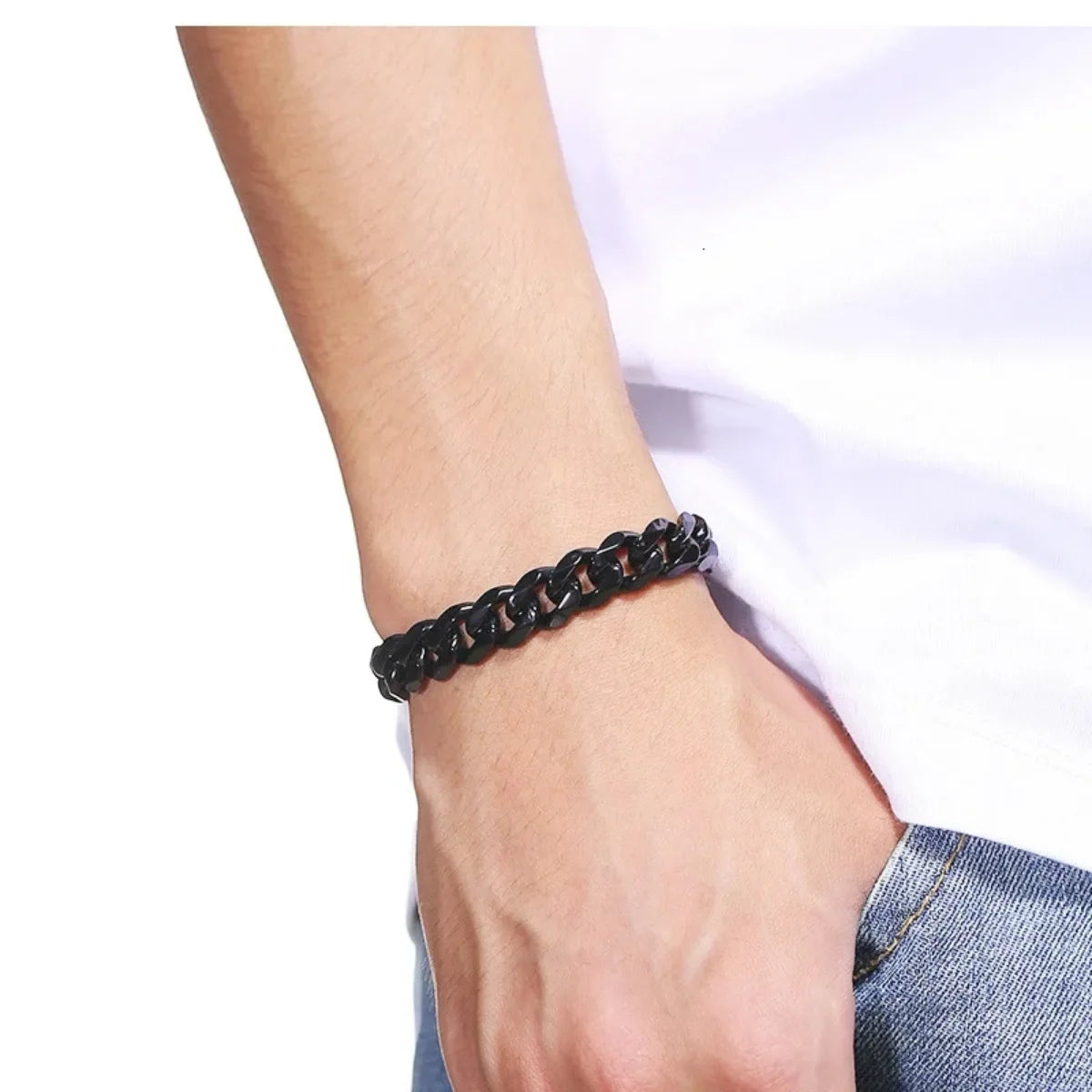 Mode Edelstahl Männer Curb Kubanischen Kette Armbänder Frauen Armband auf Hand für Paar Unisex Handgelenk Hand Schmuck