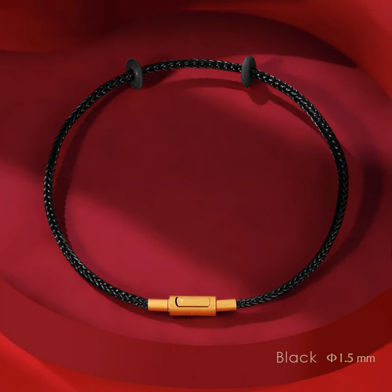 Einfache Stil Viel Glück Rot Leder Armband Für Unisex Grade 2mm DIY Perlen Edelstahl Dünne Armband Weibliche Mode schmuck