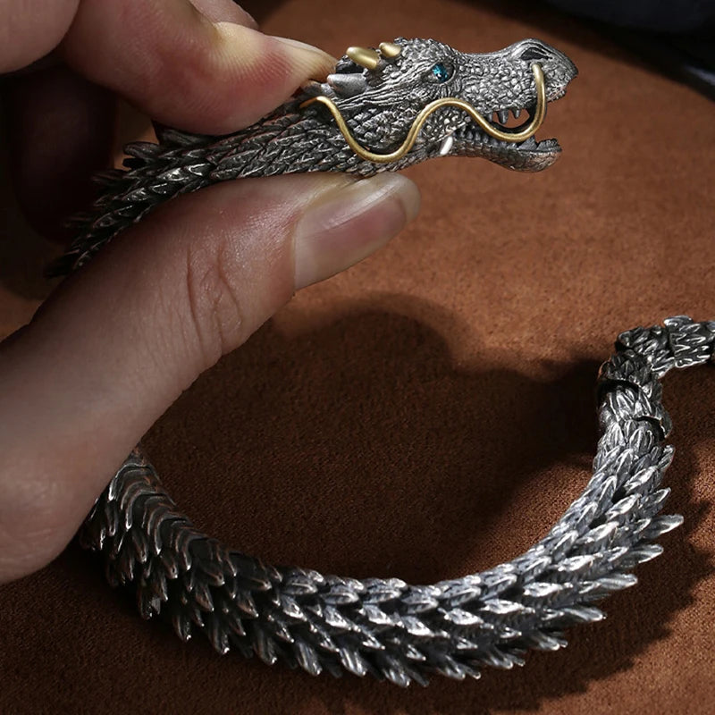 Traditionelles tibetisches Buddhismus-Drachen-Armband, herrschsüchtiger Drachen-Schuppen-Armreif für Männer und Frauen, Glücks-Amulett-Armband, Schmuck, Geschenk