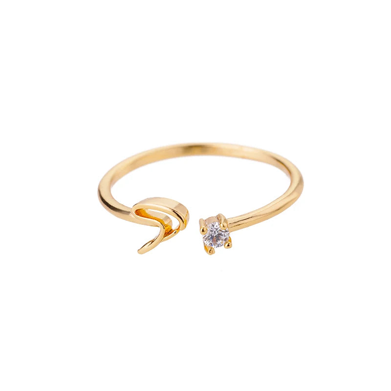A-Z-Anfangsringe für Frauen, offen, verstellbar, Edelstahl, Ehering, 2025, Trend, Goldfarbe, Paar-Schmuck, Accessoires, Geschenk
