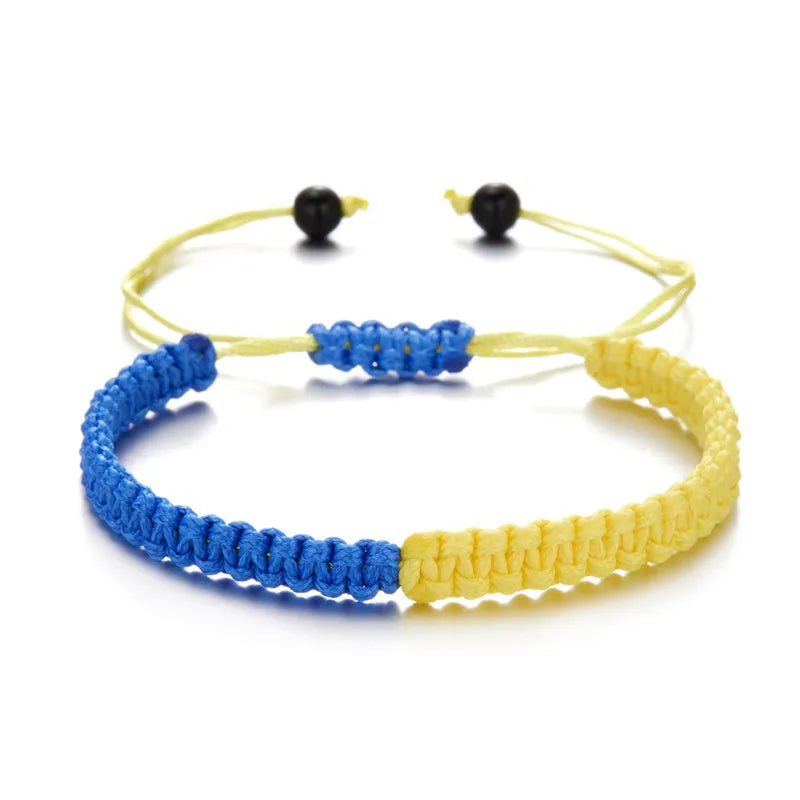 Ukrainischer Charme Gelb Blau Ukraine Armbänder Für Frauen Männer Handgemachte Flagge Farbe Gewebte Schnur Armband Neues Design Paar Schmuck