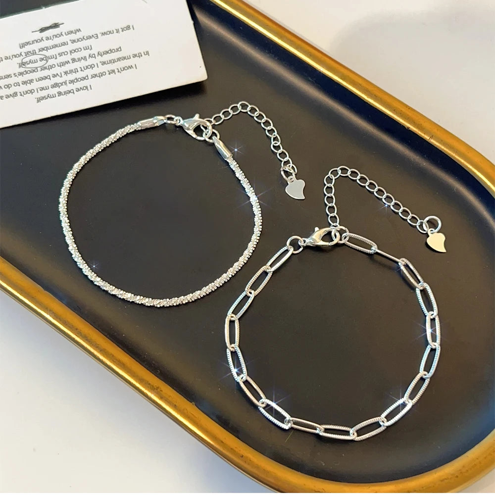 2 stücke Mode Armbänder für Frauen kleine kubische Zirkon Kristall verstellbare Kette Armband zarten Schmuck Accessoires Party Geschenk