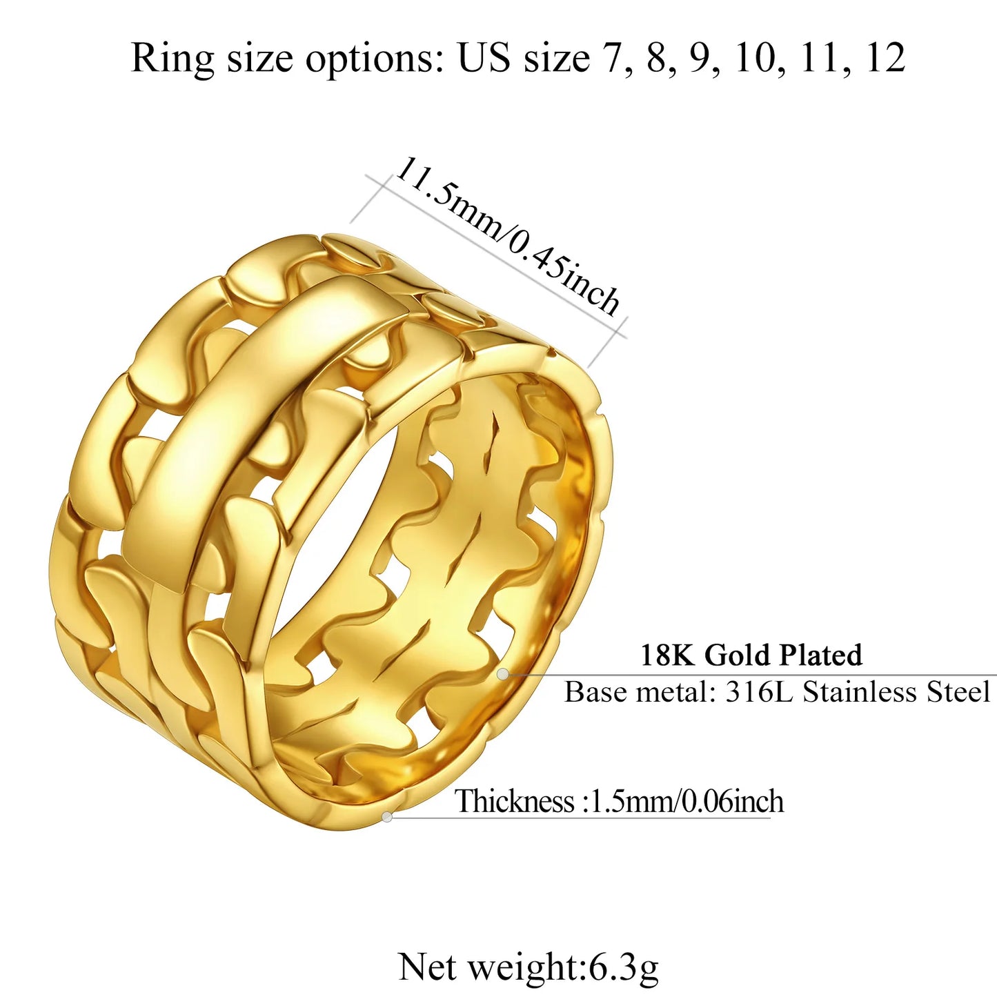 Kettens pro flach 5,5mm 11,5mm kubanischen Kettenblatt für Männer Frauen 316l Edelstahl Paar Schmuck benutzer definierte Ringe cp919