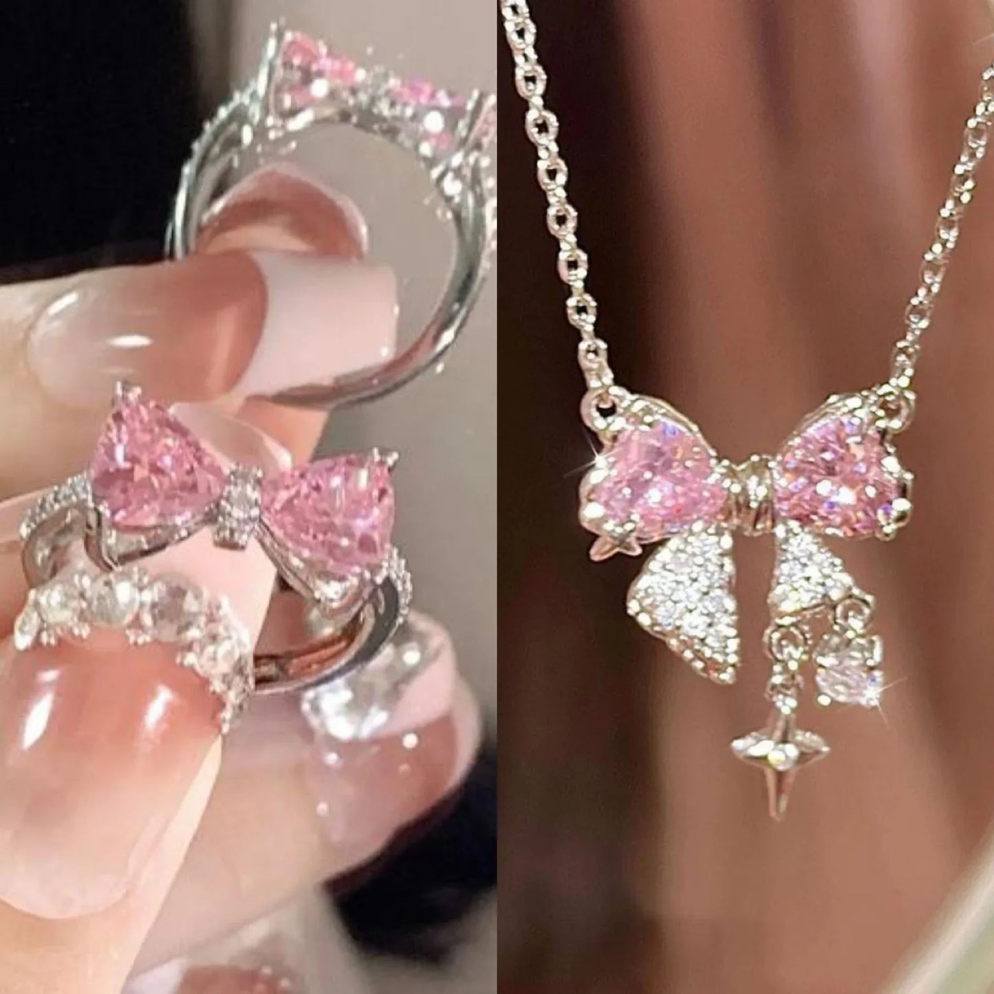 Glänzende weiße Schleife-Ringe für Damen und Mädchen, koreanischer exquisiter Schmuck, offener Ring mit glänzender Fliege, Zirkon, für Party-Liebhaber-Geschenke