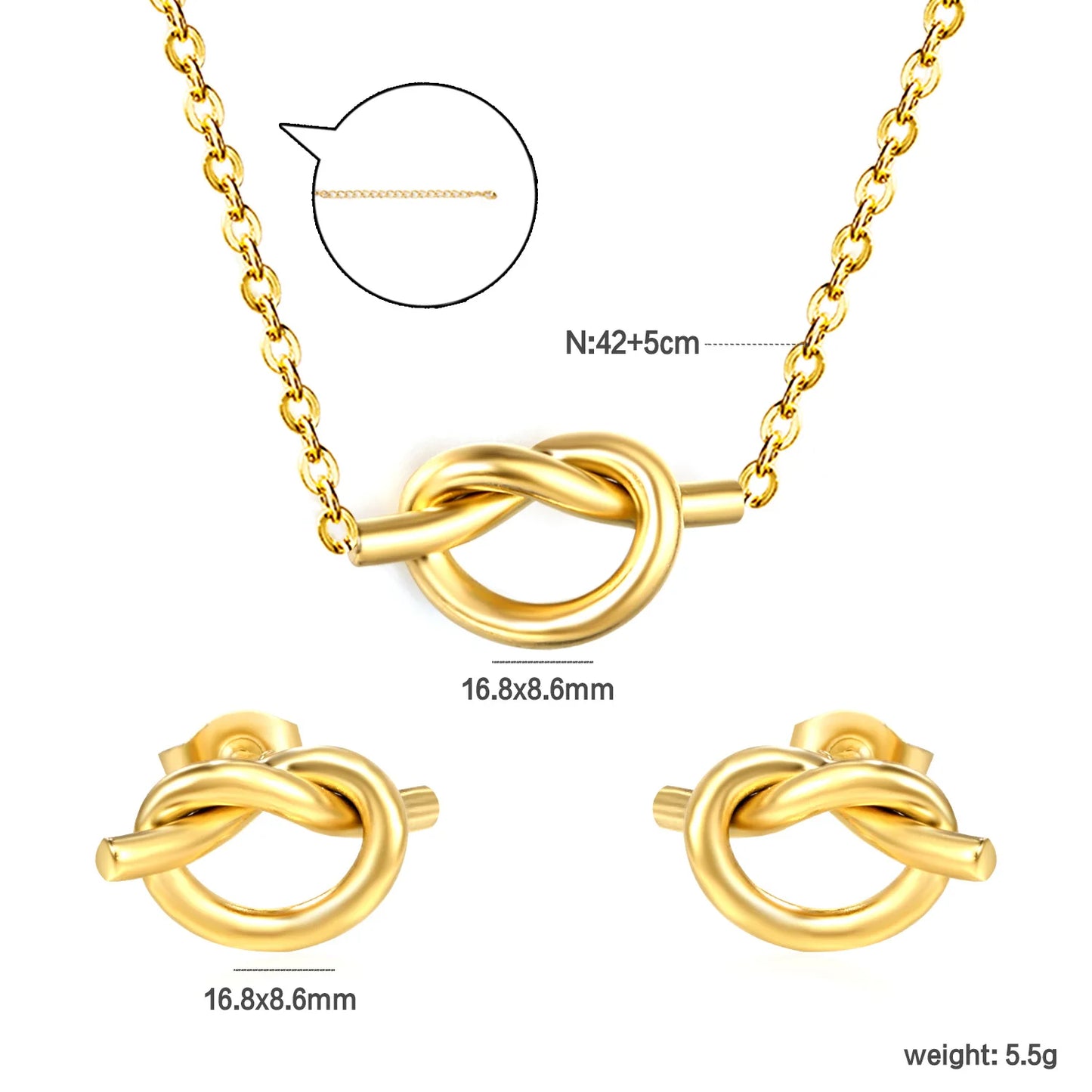 Vierblättriges Kleeblatt für Damen, Halskette, Armband, Ohrringe, Edelstahl, flache Schlangenkette, Halsband für Damen und Mädchen, Modeschmuckset