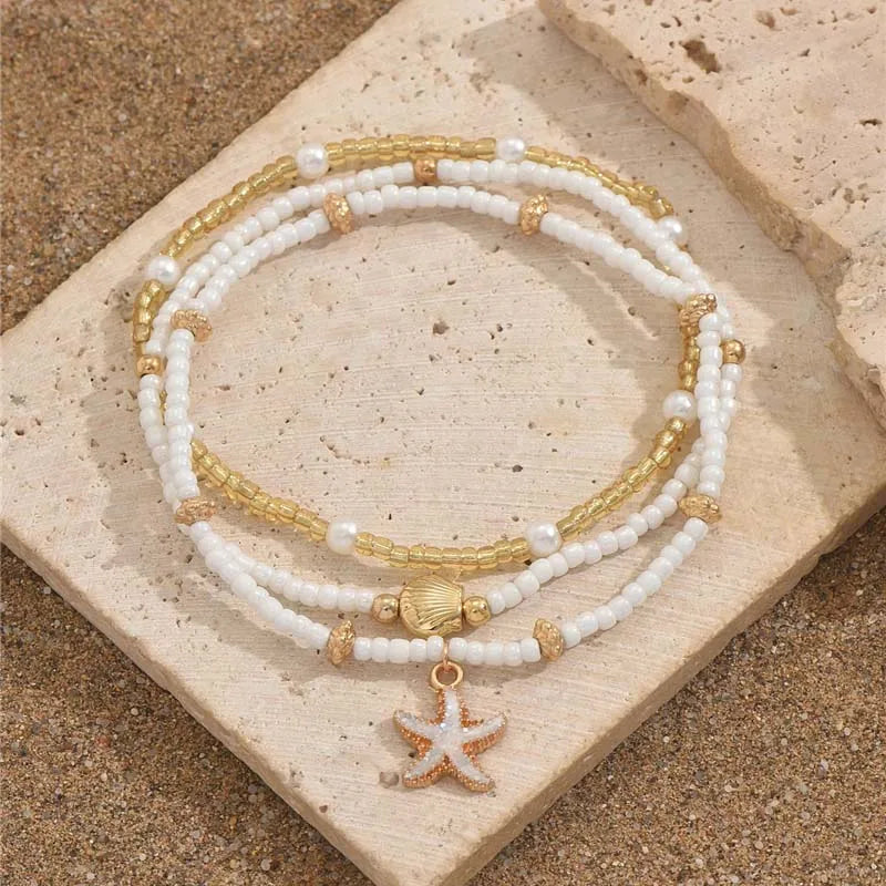 Vintage Fußkettchen für Frauen Boho Muschel Seestern Charm Fußkettchen Beinarmbänder Bodychain Sommer Strand Schmuck Accessoires Geschenke