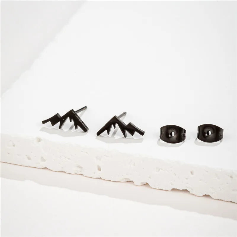 Lässige Mode Edelstahl Mountain Peak Ohrstecker für Frauen Mädchen Klassische Geographie Ohr Piercing Schmuck Wanderer Geschenke