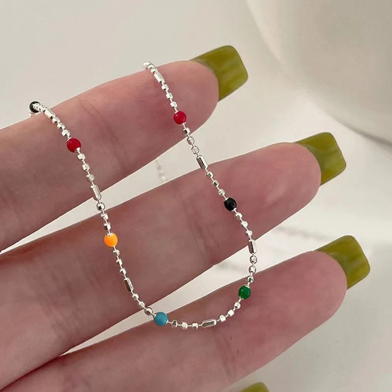 Beliebtes 925er-Sterlingsilber, rundes Perlenarmband, bunte Perlen, Charm-Armband, Party, Geburtstag, Geschenk für Frauen, edler Schmuck