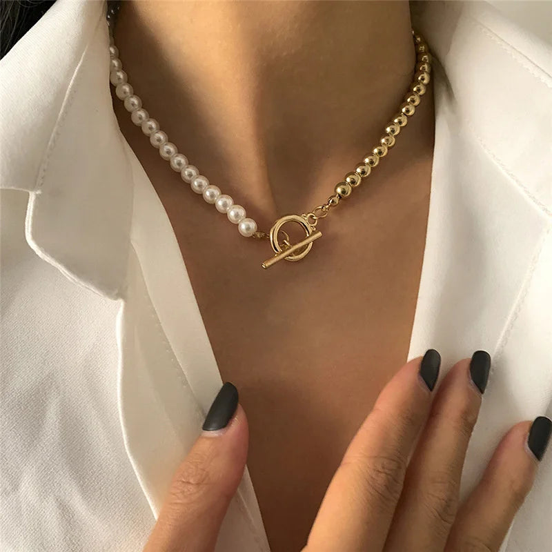 Neue Barock Perle Choker Halskette für Frauen Luxus Hochzeits feier drei schicht ige Perlen Halskette Torques Damen trend igen Schmuck Geschenk