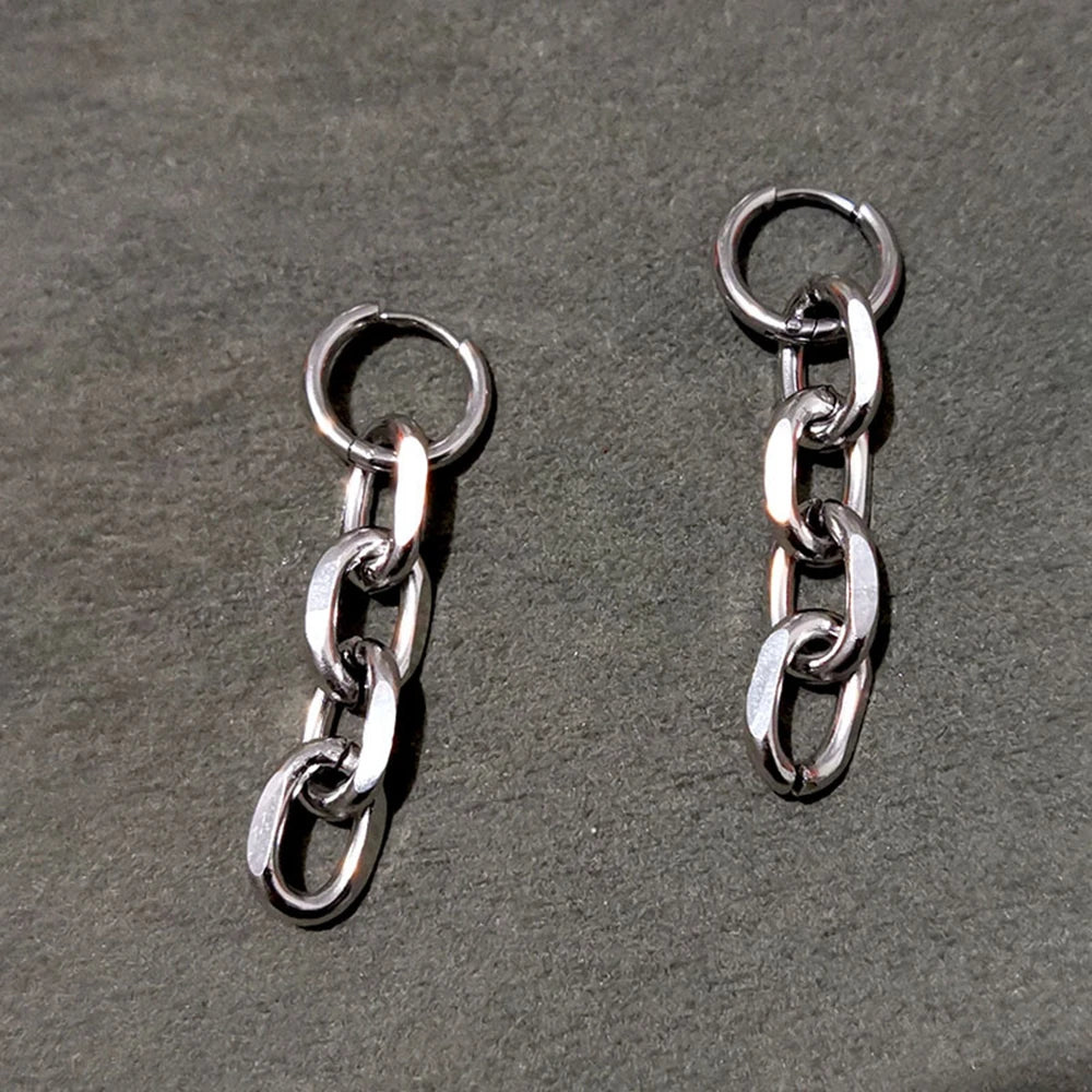 Y2k gotische klobige Kette Quaste baumeln Ohrringe für Frauen Männer Unisex Punk Grunge Mode Edelstahl Link Creolen