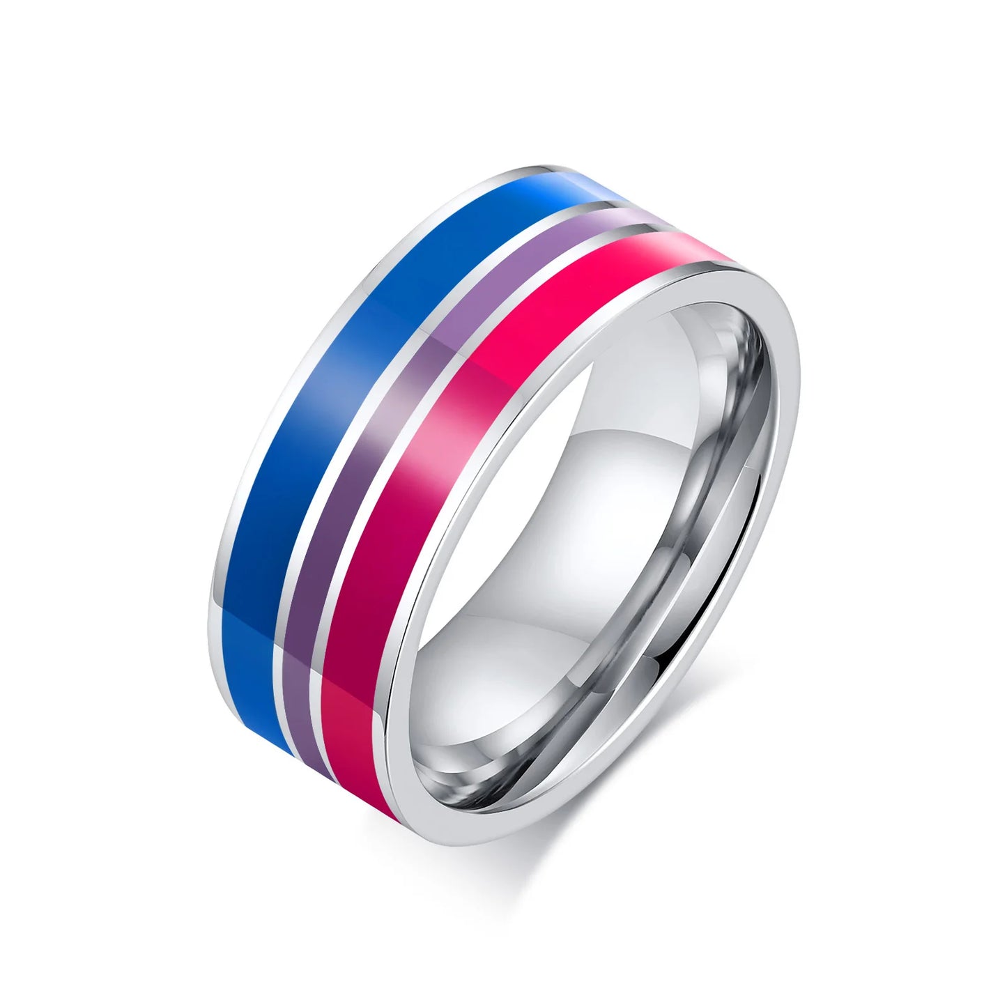 Lesbener LGBT-Ring aus Edelstahl für Frauen, Paare, Stolz, Liebesversprechen, Band, Streifen, Flagge, Farbe, Verlobungsringe