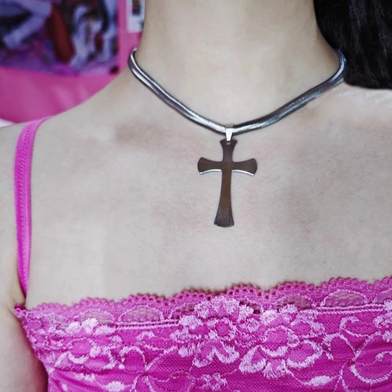 Y2k Schmuck Schlange Knochen Ketten Kreuz Anhänger Halskette Punk Charms Stern Halskette Frauen Grunge Zubehör Halsband Koreanische Mode