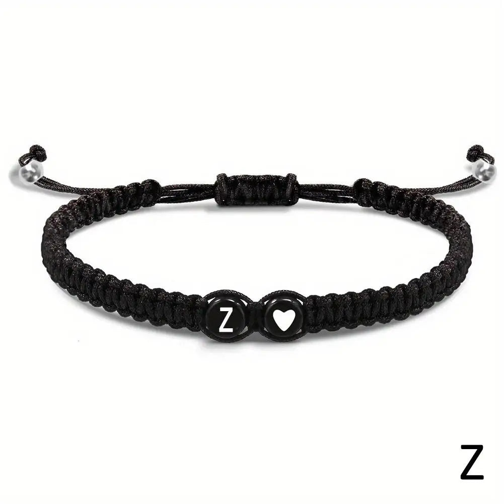 Buchstabe Initiale Herzschnur Armband Handseil gewebtes Armband Freundin Armband Paar Armband A-Z Name geflochtene Armbänder