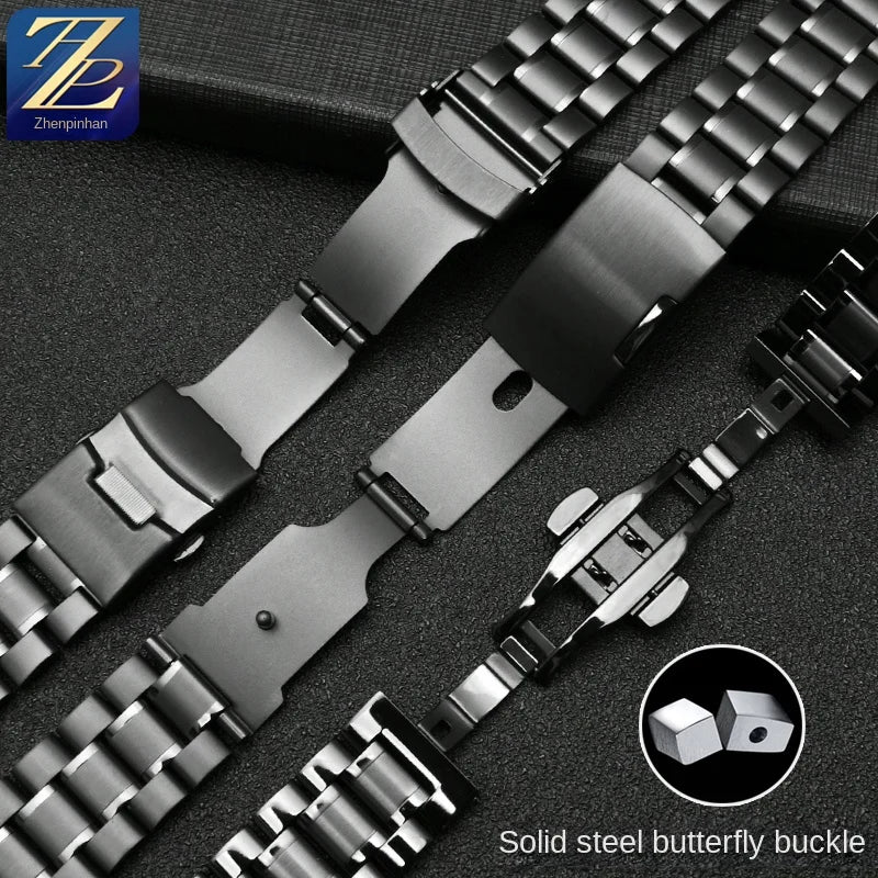 Gebogenes Ende Arc Metallarmband für Seiko Timex Citizen Casio Edelstahlarmband 20mm 22mm 24m Mattes Uhrenarmband Kettenarmband