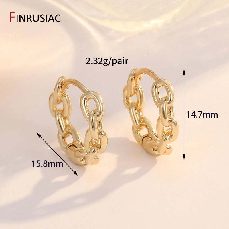 Runde Huggie-Creolen aus 14 Karat vergoldetem Messing, Damen-Zirkon-Kreis-Piercing-Ohrringe, modisches Party-Schmuckzubehör