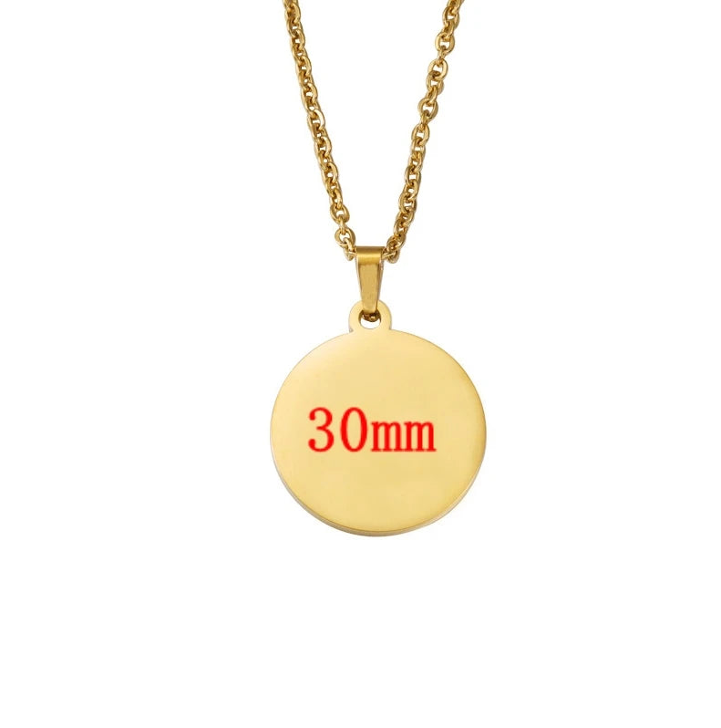 10 Stück 25 mm 30 mm leere runde Scheiben-Anhänger-Halsketten vergoldete Kette Halsketten für DIY individuelles Namenslogo Damen Herren Schmuck