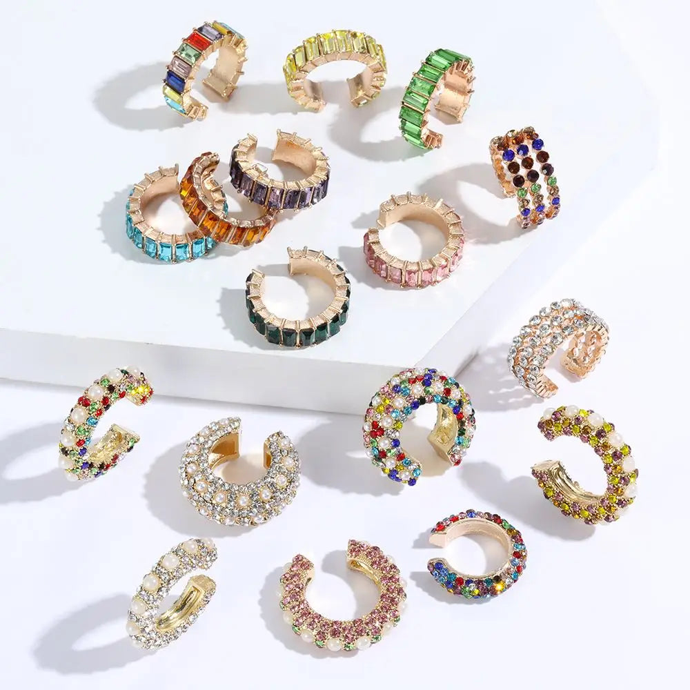 1 Stück cz Manschette Ohrringe für Frauen kleine C-Form Ohr manschette bunte Strass Clip Ohrringe Kristall Ohr manschette ohne Piercing