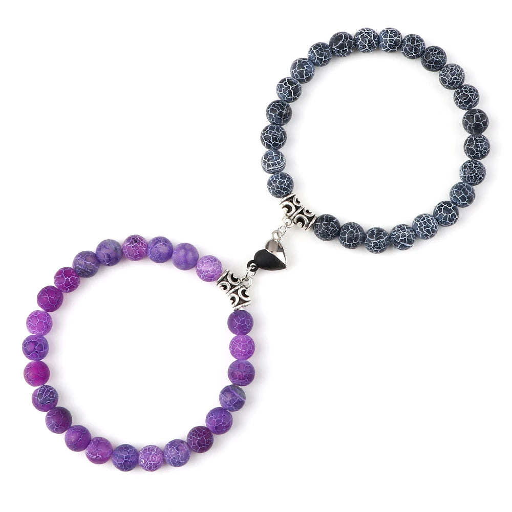 Heißer Paar Yin Yang Armband Set Männer 8mm Naturstein Herz form Magnet Liebe Armband für Frauen Freundschaft Mode schmuck Geschenk