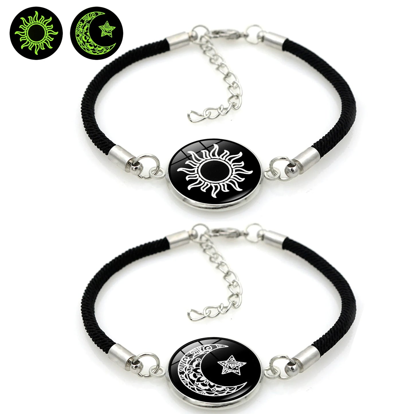 2 Stücke Mode Leuchtende Sonne Mond Geflochtene Armbänder für Liebhaber Paar Armbänder Mode Valentinstag Schmuck Freundin Geschenke