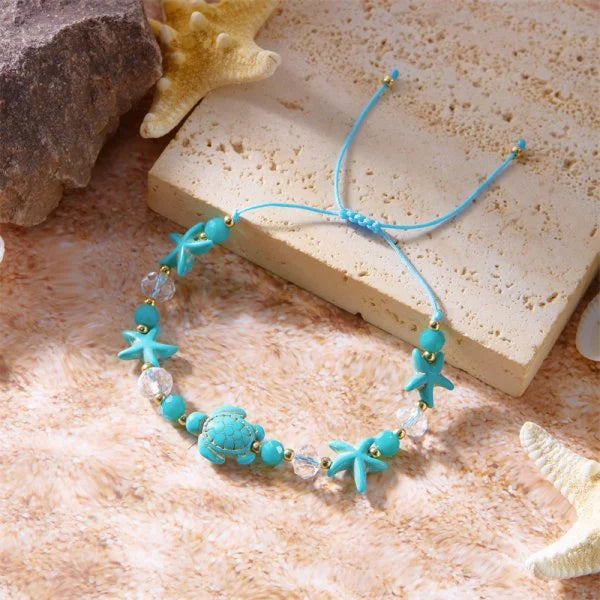 Bohemian Imitation Shell Perlen Armband Für Frauen Sea Star Schildkröte Gewebtes Seil Armband Handgemachte Freundschaft Strand Urlaub Schmuck