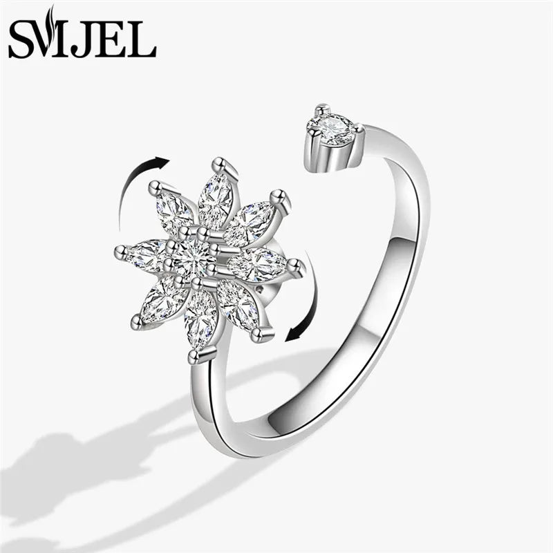 Neue Sonnenblume Angst Ring Fidget Spinner Ringe für Frauen Nette Schmetterling Kolibri Charms Finger Ring Anti Stress Drehen Geschenke